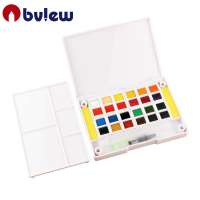 Portable 24colors Travel Water Color Sold Paint With 2 Sponges And 1 Water Brush Pen And Mixing Palette