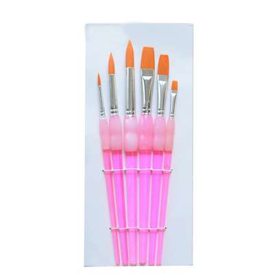 6 pack non-slip rubber grip art painting brush set